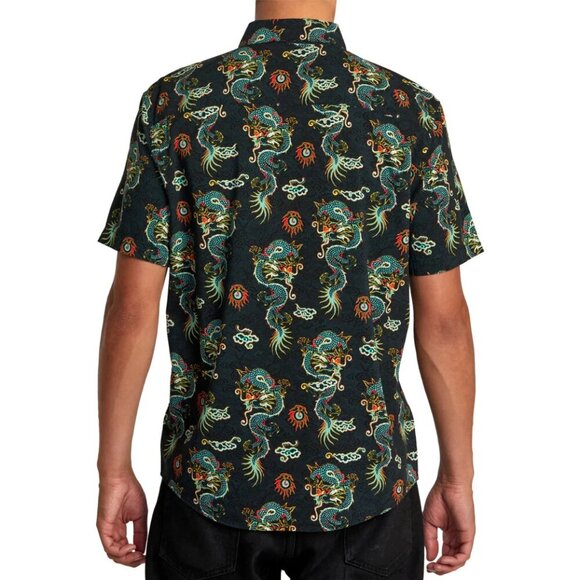 RVCA Neon Dragon Button Up Shirt Asian Artsy B18  Men's Sz XXL NWT B18 - Picture 4 of 13
